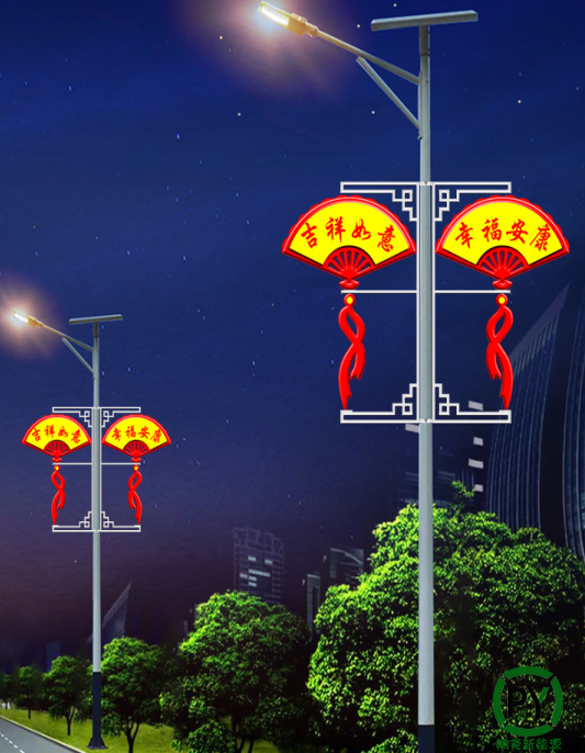 路燈桿中國結